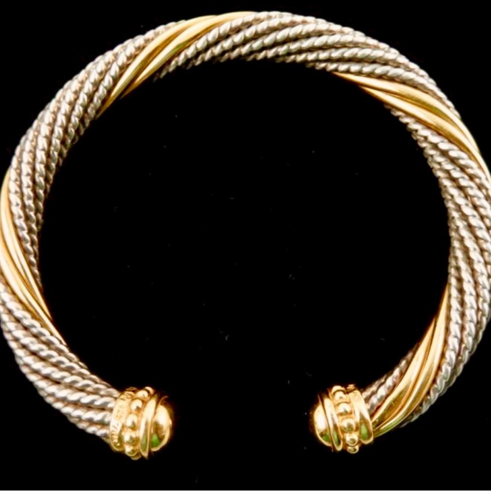 Vintage Alwand Vahan sterling silver and 14k gold twist bracelet/cuff